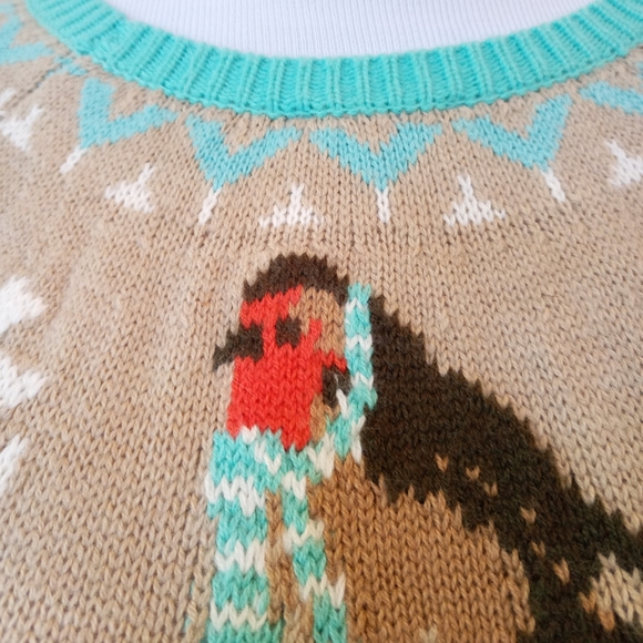 🤎 Talbots teal cute bird wool blend sweater - Picture 4 of 8